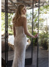 Long Sleeves Beaded Tulle Dreamy Wedding Dress
